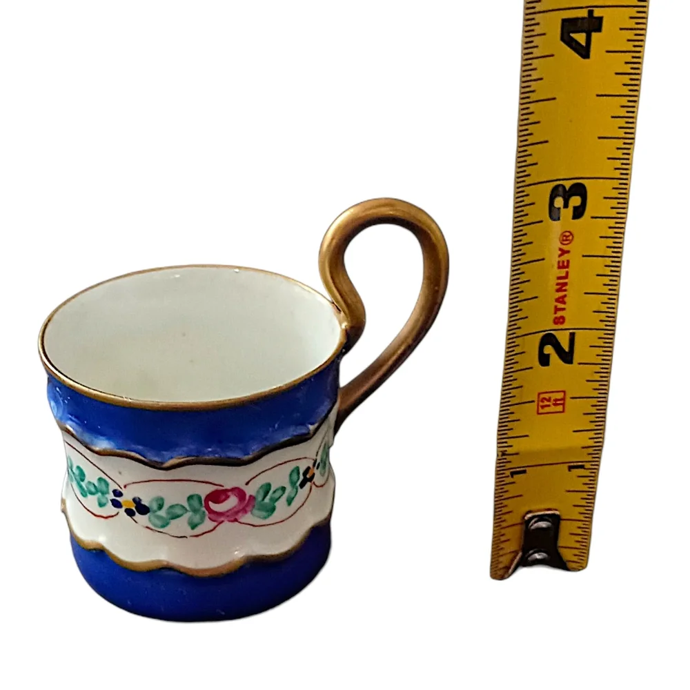 Imperial Demitasse Cup Sauce Espresso France Gold Gilt Hand‎ Painted Cobalt Blue
